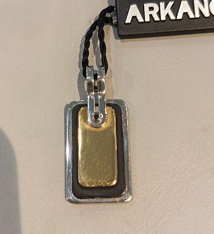 Medaglia in oro bianco e giallo 18 kt e caucciù - ARKANO