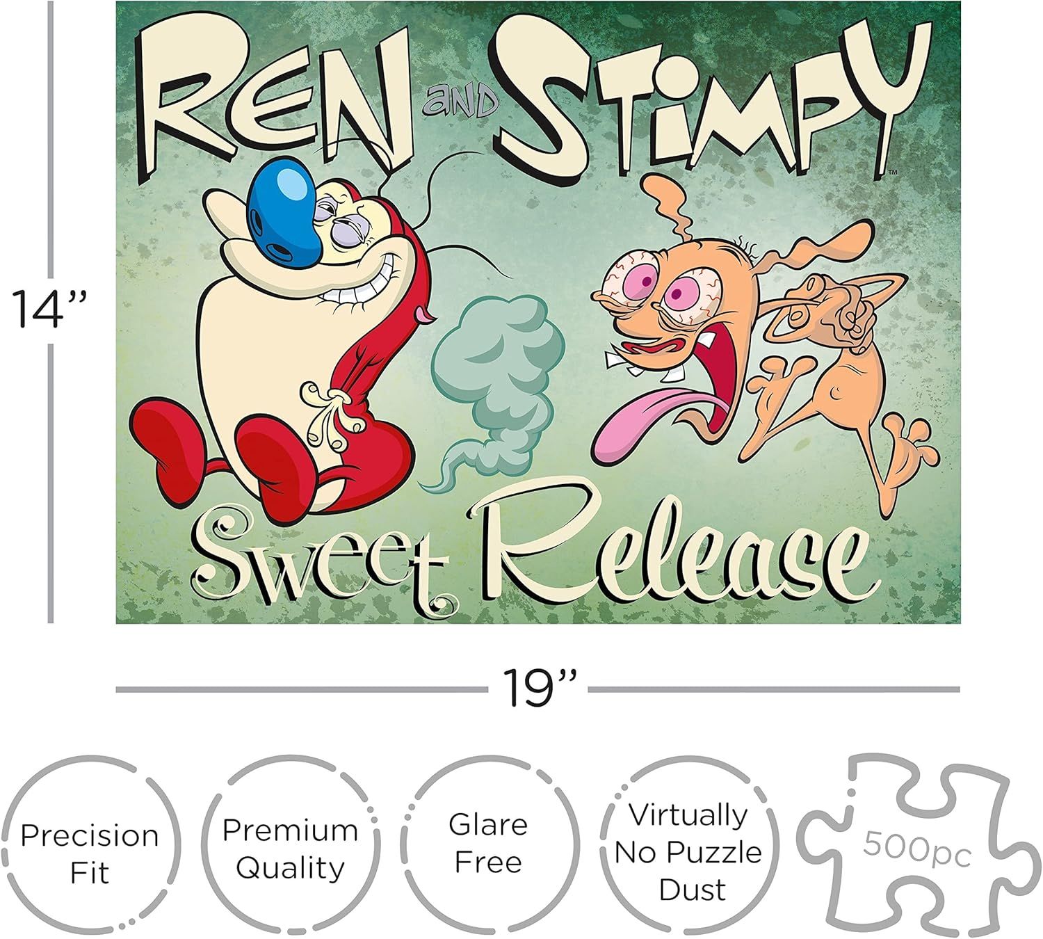 Aquarius Ren &amp; Stimpy 500 Piece Jigsaw Puzzle,Multi-colored (NEW)