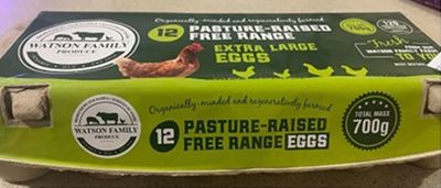 WATSON FAMILY PRODUCE PASTURE-RAISED FREE RANGE EXTRA LARGE FREE RANGE EGGS (700G)