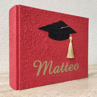 Album fotografico laurea con tocco e nome inciso