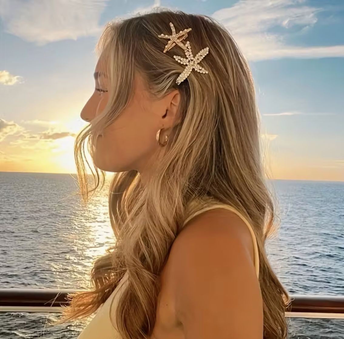 Pearl Studded Starfish Hair Clips 2 Pack