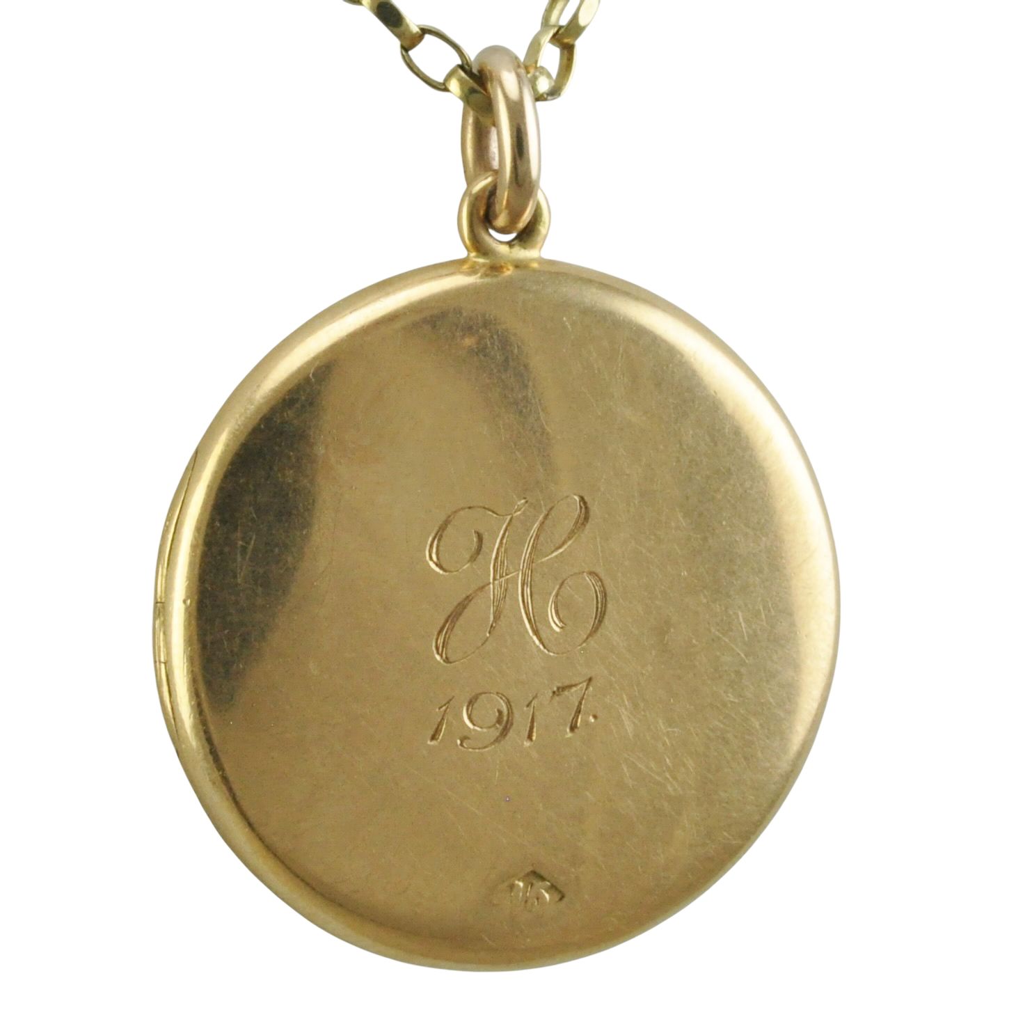 Antique 15ct Round Locket Engraved ‘H’