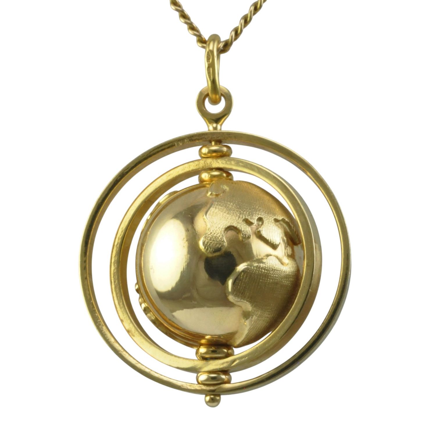 18ct Gold Yellow Spinning Globe Pendant