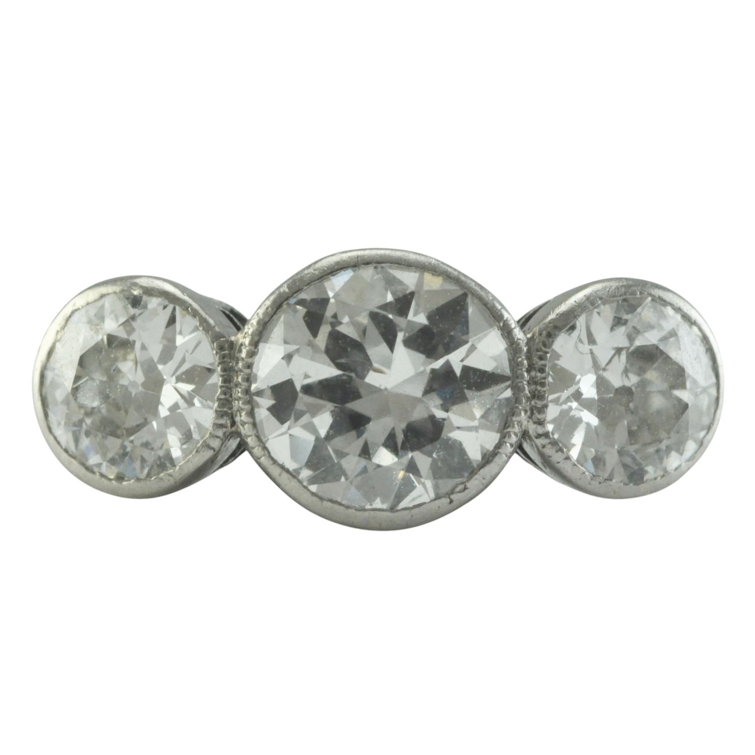 Antique Palladium Diamond Three Stone Ring