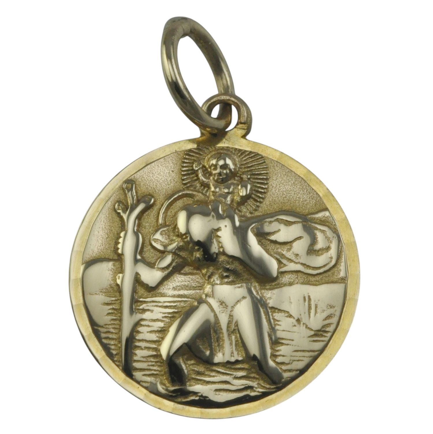 9ct Gold Round St Christopher Pendant