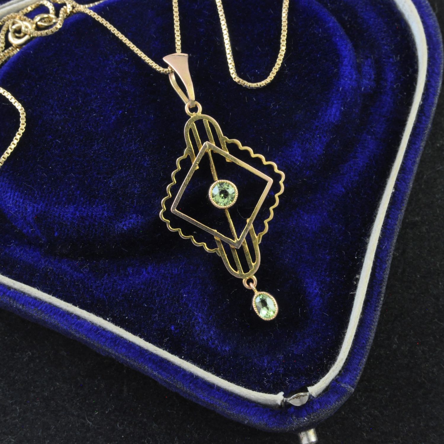 Antique 9ct and Peridot Lavaliere Pendant
