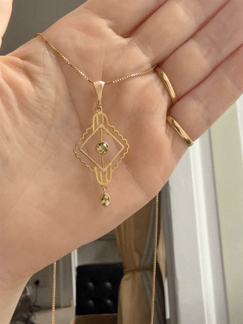 Antique 9ct and Peridot Lavaliere Pendant