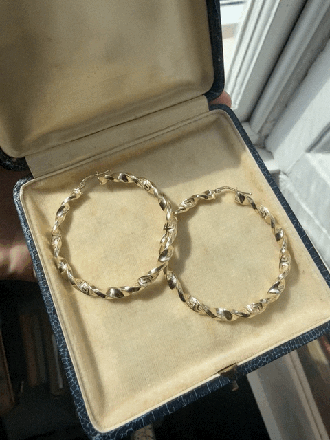 9ct Extra Large Twisted Gold Hoops