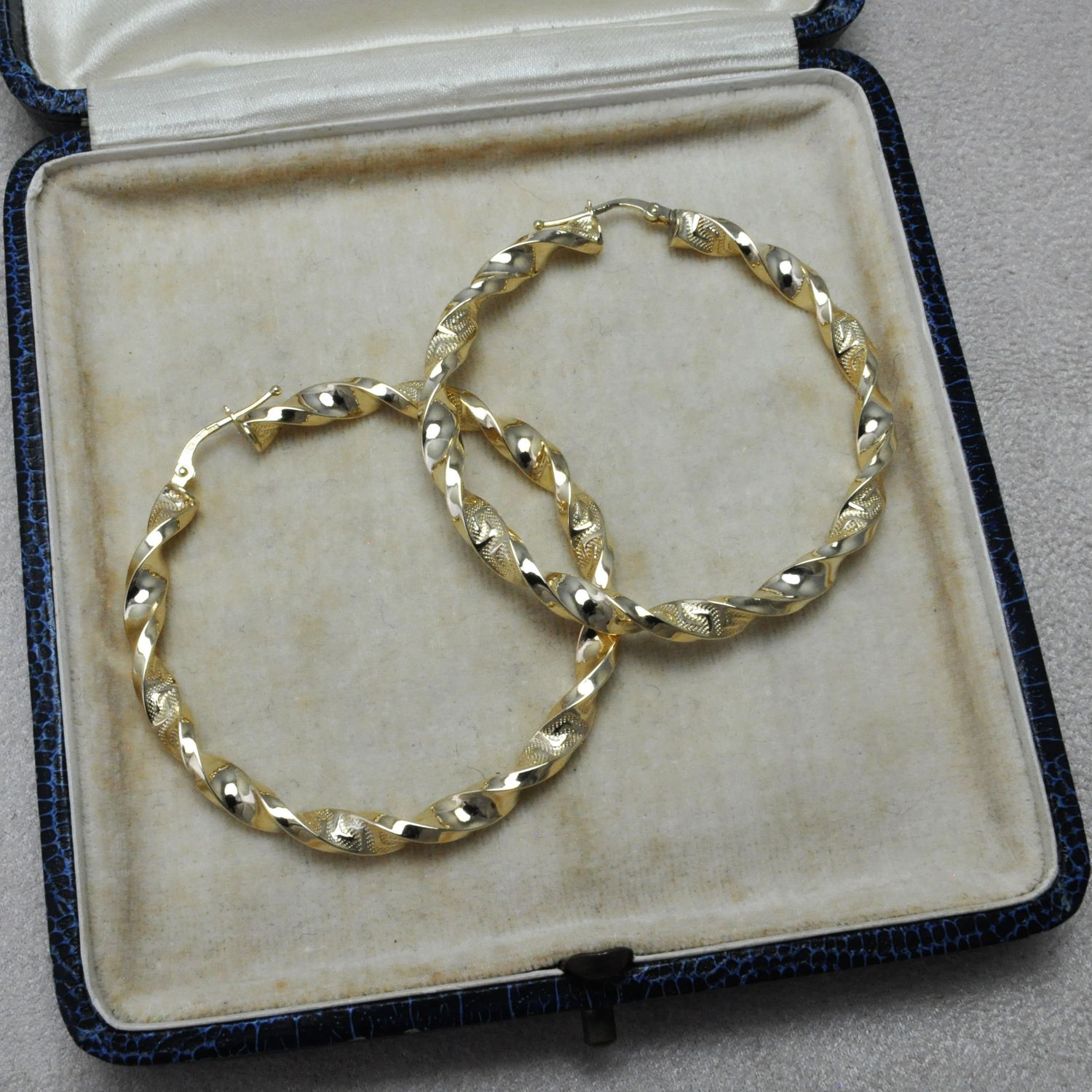 9ct Extra Large Twisted Gold Hoops