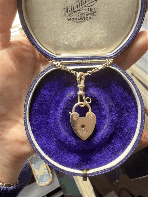 Antique 9ct Rose Gold Heart Padlock