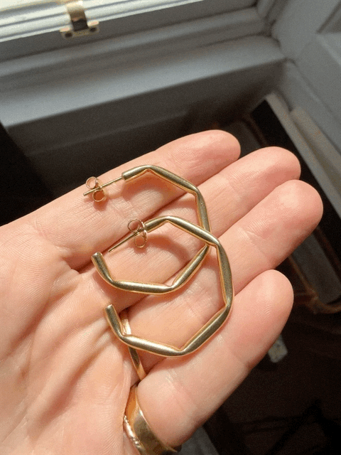 14ct Hexagon Hoops