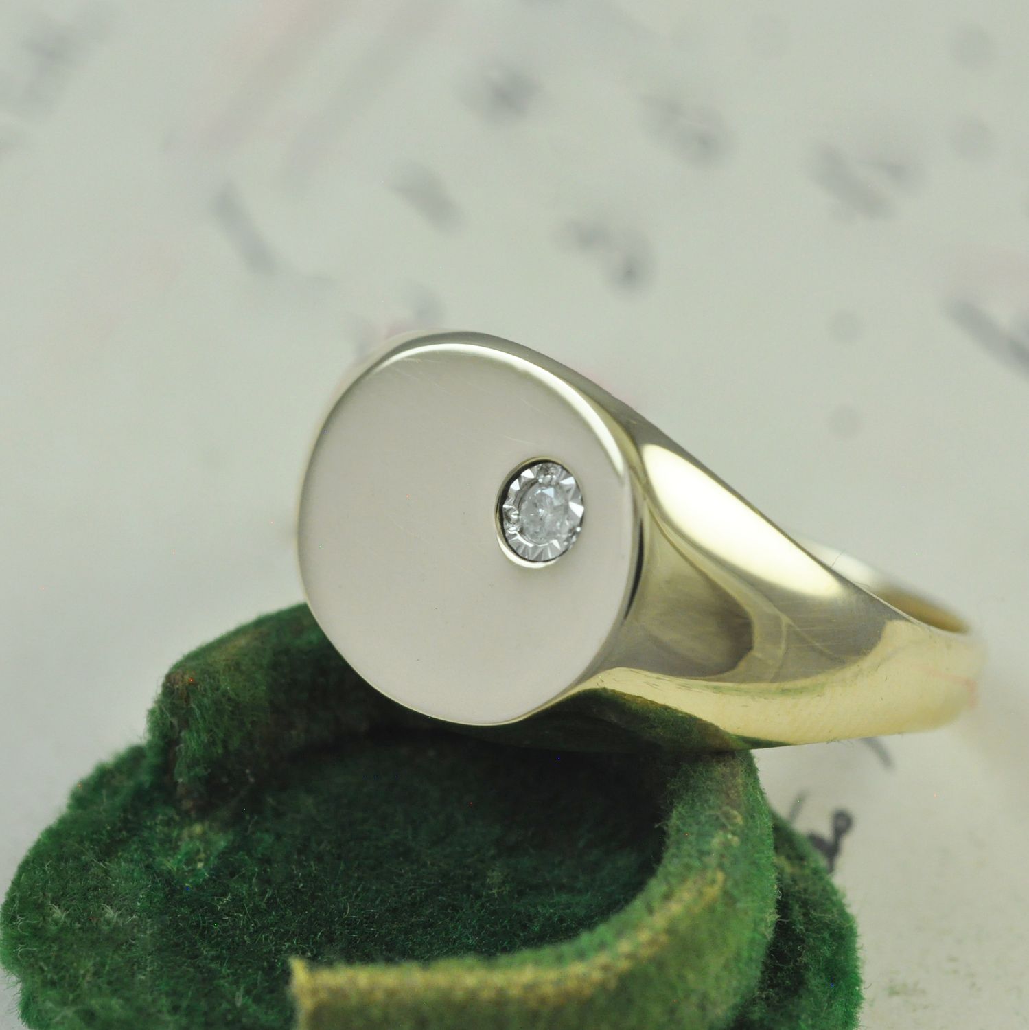 9ct Gold Diamond Set Signet Ring