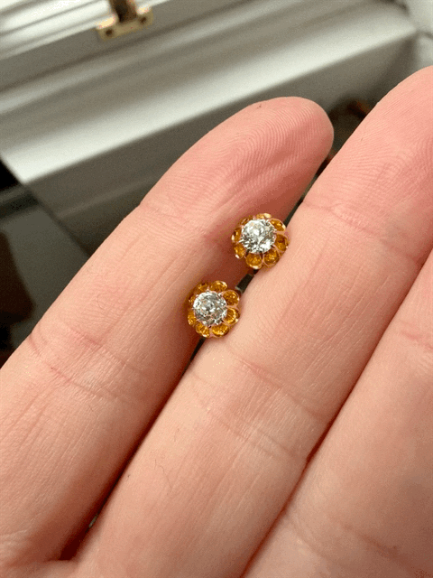 Antique 14ct Diamond Studs
