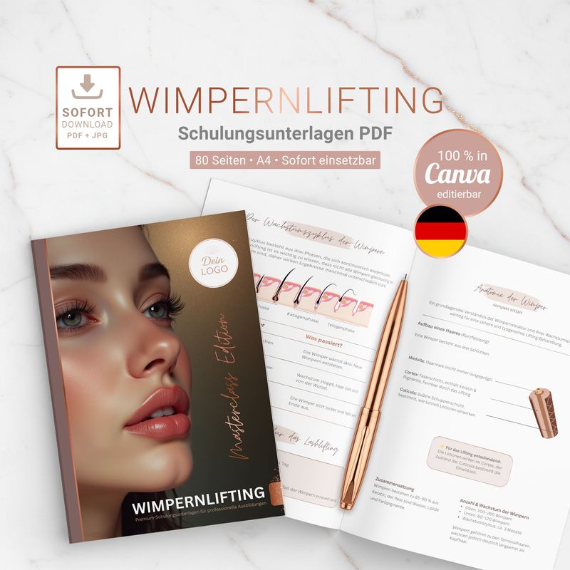 Wimpernlifting Schulungsunterlagen / Canva-Edition