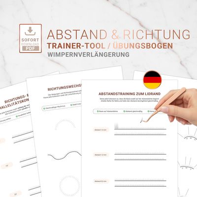 Abstand &amp; Richtungswechsel Training | Wimpernverlängerung | 4 Seiten PDF