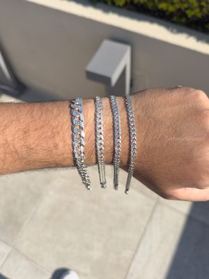 Pulsera Cubana Diamantada en Plata Italiana 925 – Diseño Sólido y Brillante
