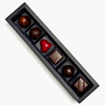 Gift box of 6 Artisan Chocolates - beautiful handmade chocolates made with only the best chocolate and fillings - no preservatives, so flavours are vibrant and real