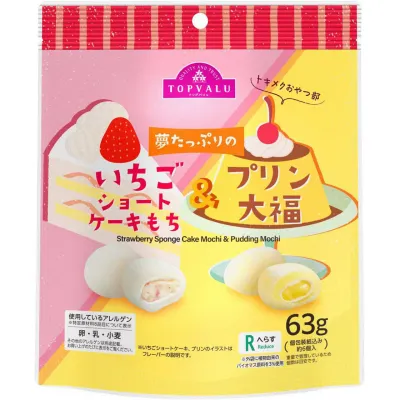 Topvalu Tokimeku Oyatsu Club Strawberry Shortcake Mochi &amp; Custard Pudding Daifuku Mix 63g
