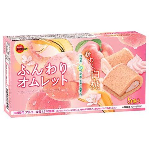 Bourbon Funwari Omelette Spring White Peach 5pcs
