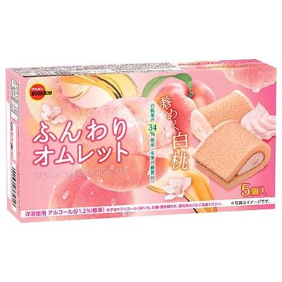Bourbon Funwari Omelette Spring White Peach 5pcs