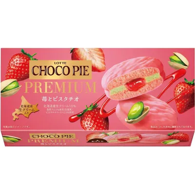Lotte Choco Pie Premium Strawberry &amp; Pistachio 6pcs
