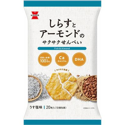 Iwatsuka Seika Crispy Shirasu &amp; Almond Rice Crackers 2pcs × 10 Packs