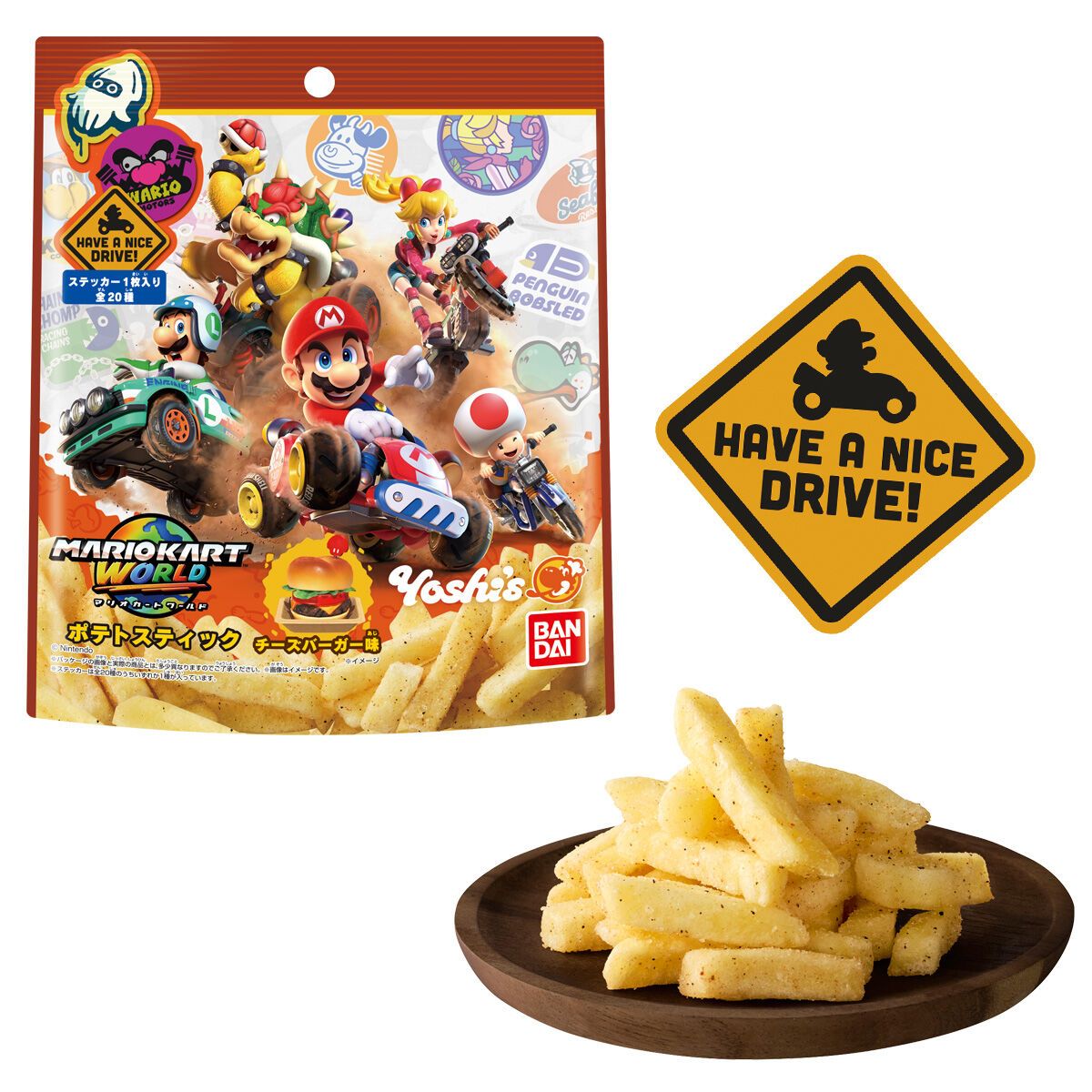 Bandai Mario Kart World Potato Stick Cheeseburger Flavor with Sticker 32g