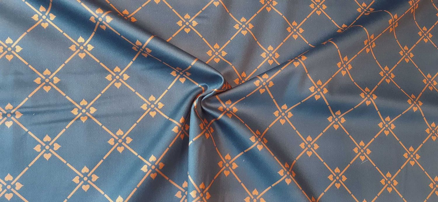 Halbpanama, Meterware, "Raute 07", 160cm breit, dunkelblau/braun, Baumwollstoff, navy-tan, Taschen, Kissen