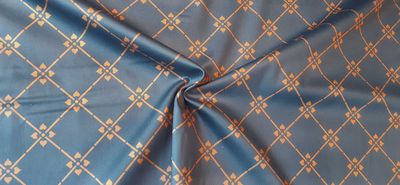 Halbpanama, Meterware, "Raute 07", 160cm breit, dunkelblau/braun, Baumwollstoff, navy-tan, Taschen, Kissen