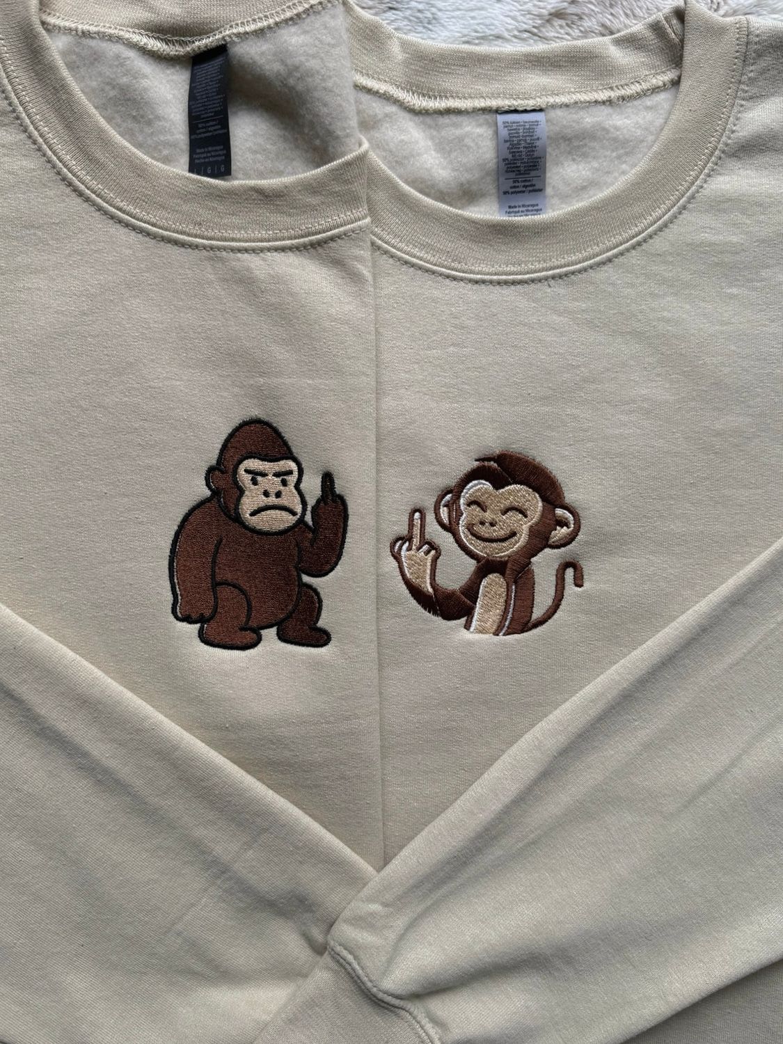 Monkey + Gorilla Middle Finger Matching Couples/ Besties Set