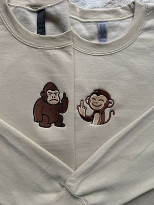 Monkey + Gorilla Middle Finger Matching Couples/ Besties Set