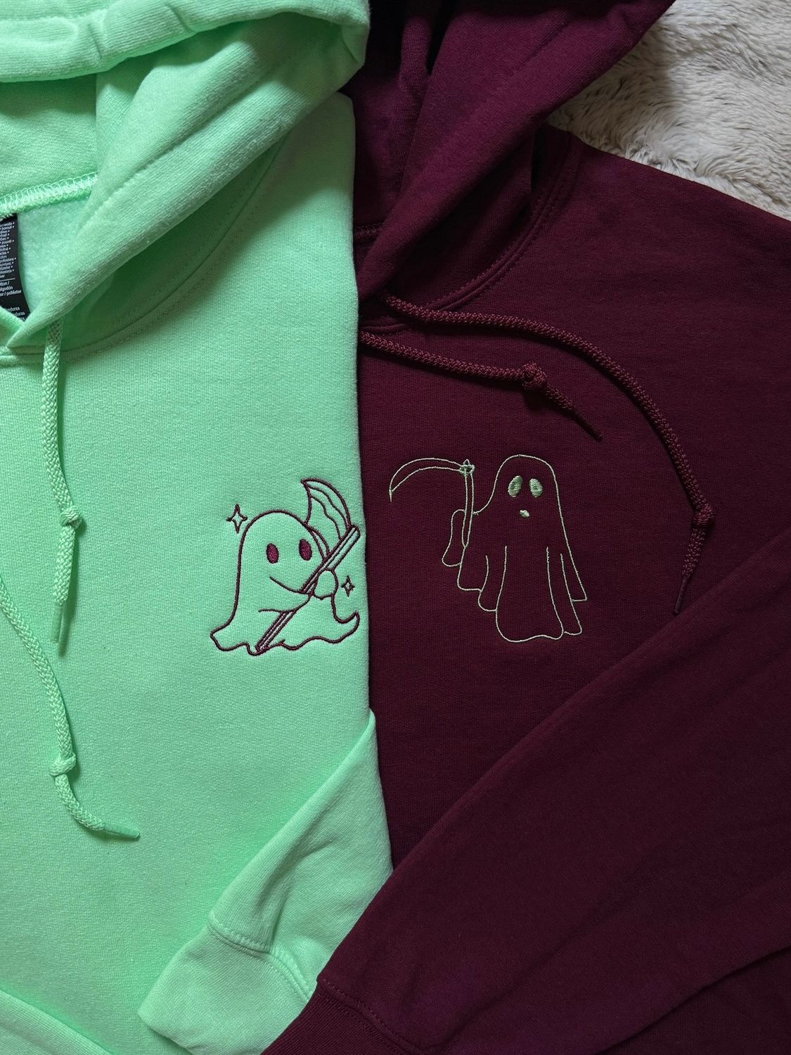 Ghost Reapers Matching Couples Embroidery Set for Halloween