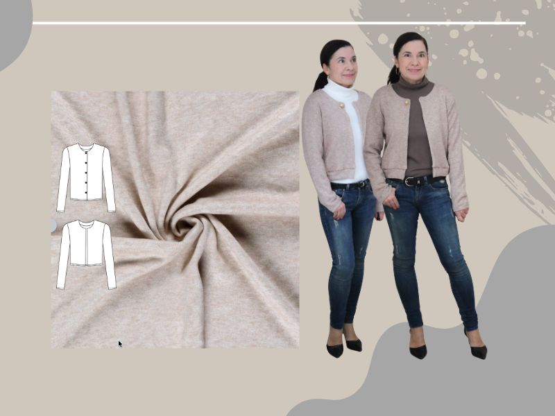 NÄHPAKET Cardigan VEJANO Strick melange beige
