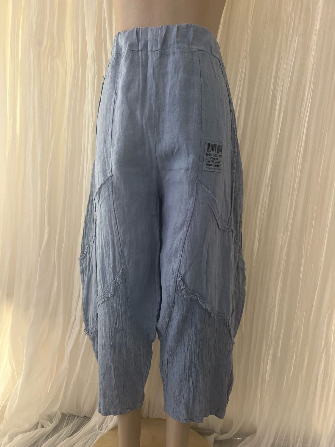 Denim Linen Raw Edge Linen Pants