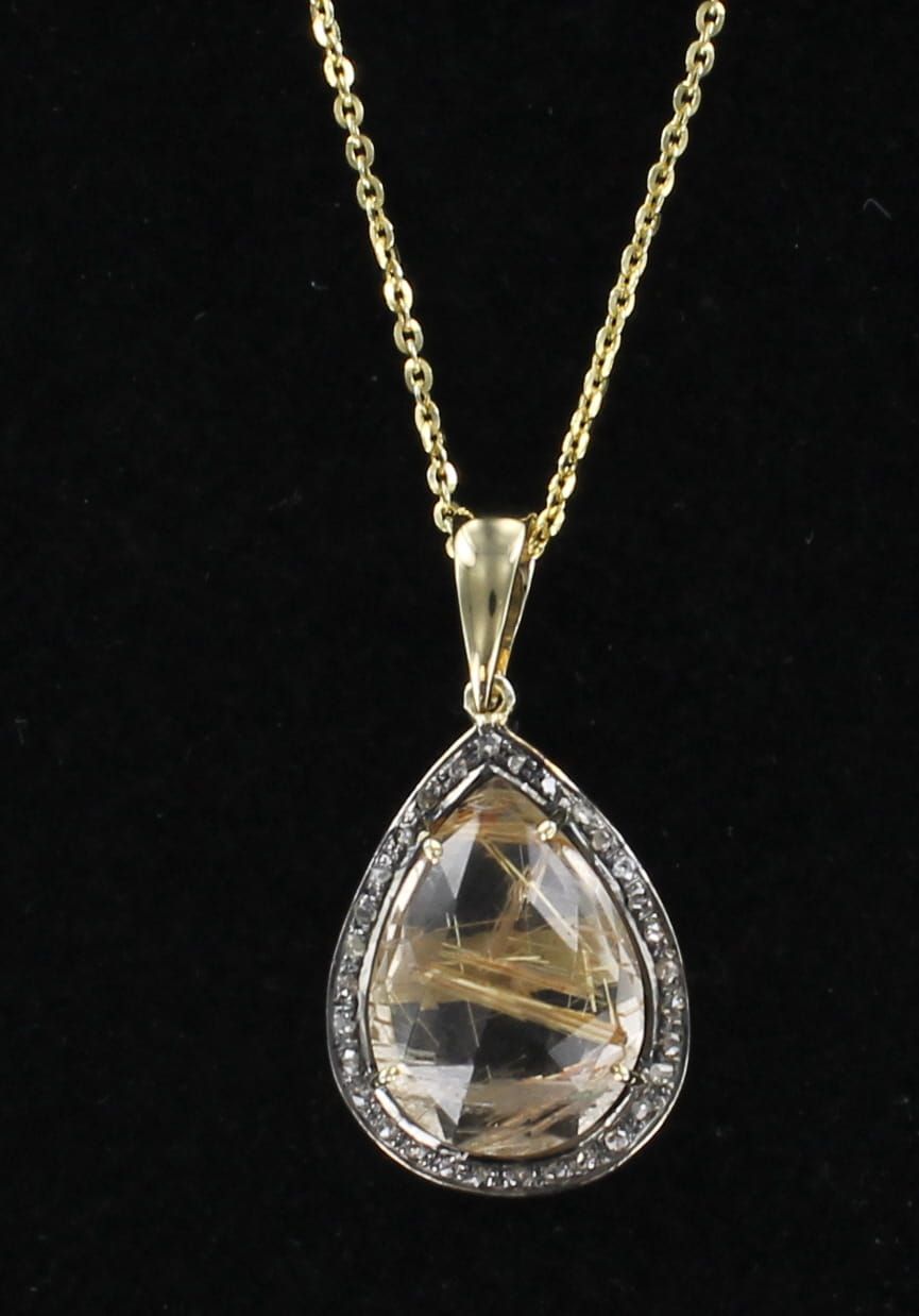 14KTY RUTILATED QUARTZ PENDANT