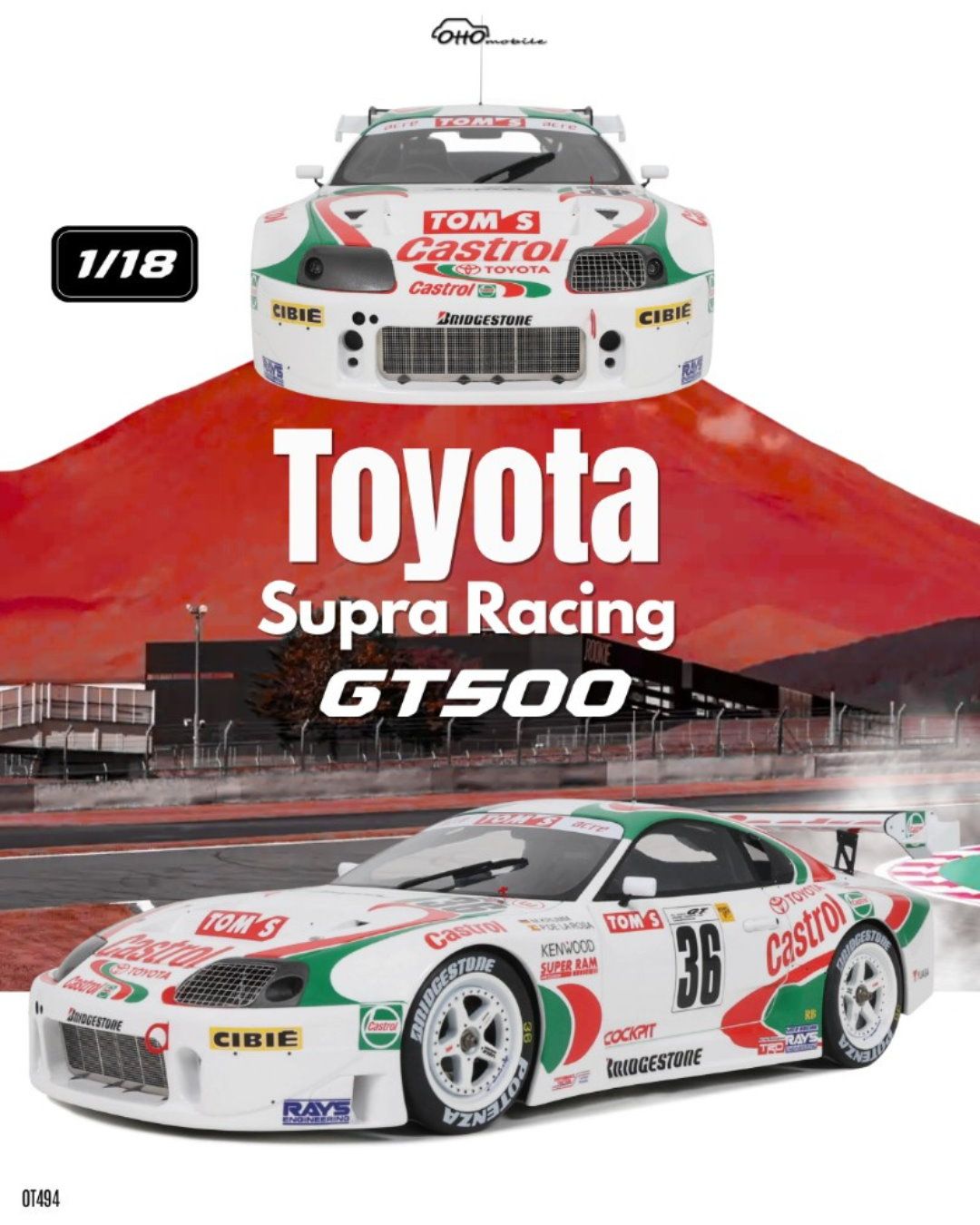 1:18 Otto Mobile - 1997 Toyota Supra Racing GT500 M. Krumm/P. De La Rosa JGTC