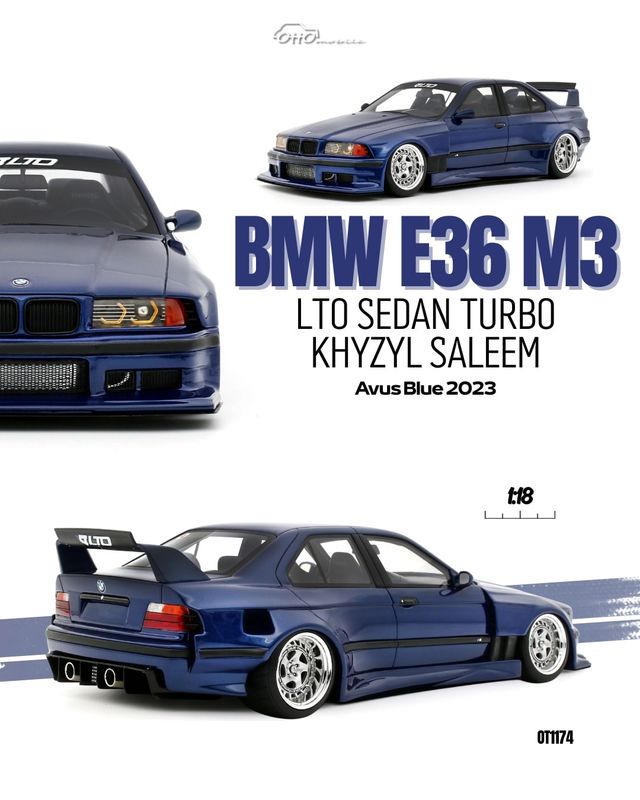 1:18 Otto Mobile - 2023 BMW E36 LTO Sedan Turbo Khyzyl Saleem Blue