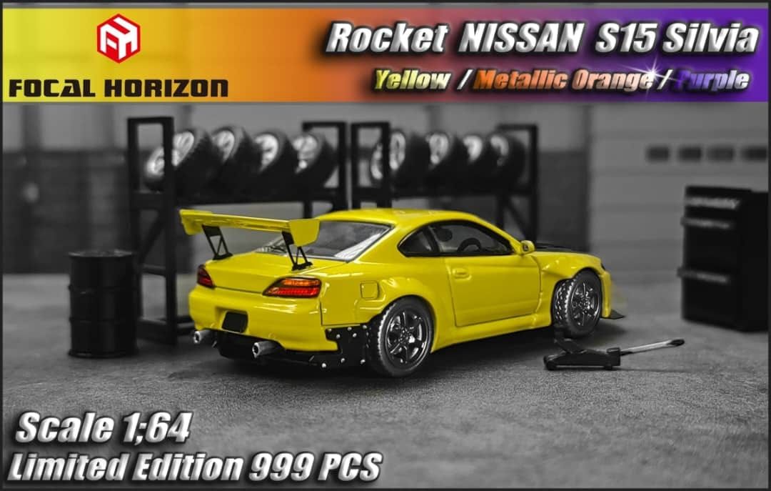 1:64 Focal Horizon - Nissan S15 carbon hood with opening hood, yellow
