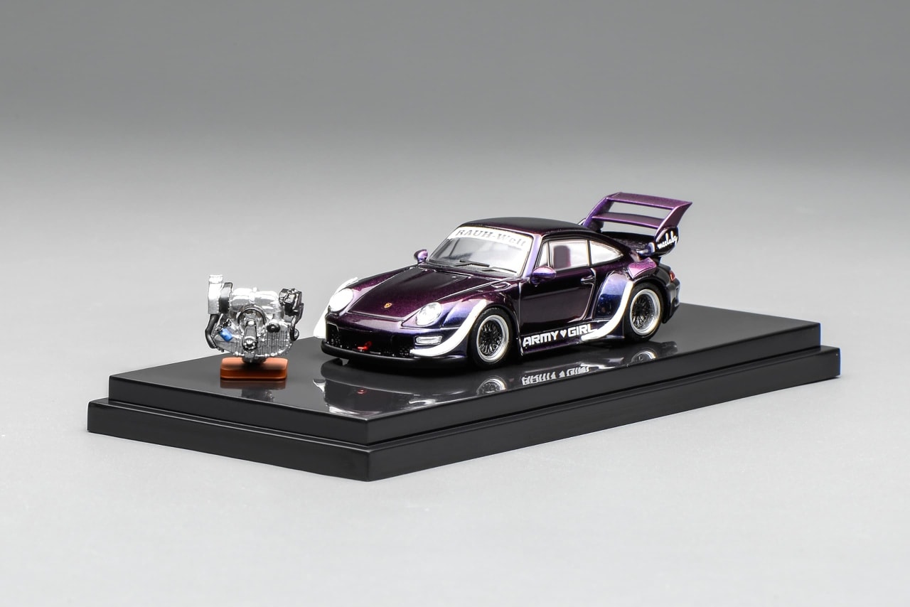 1:64 Motorhelix - 1993 Porsche 911 993 RWB Rauh Welt Army Girl Coupe - Purple