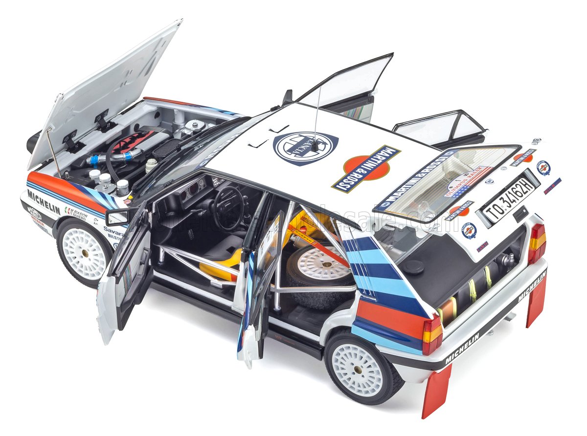1:18 Kyosho - Lancia Delta HF Integrale 8V Martini #1 Winner Rally Olympus 1988 M. Biasion - T. Siviero