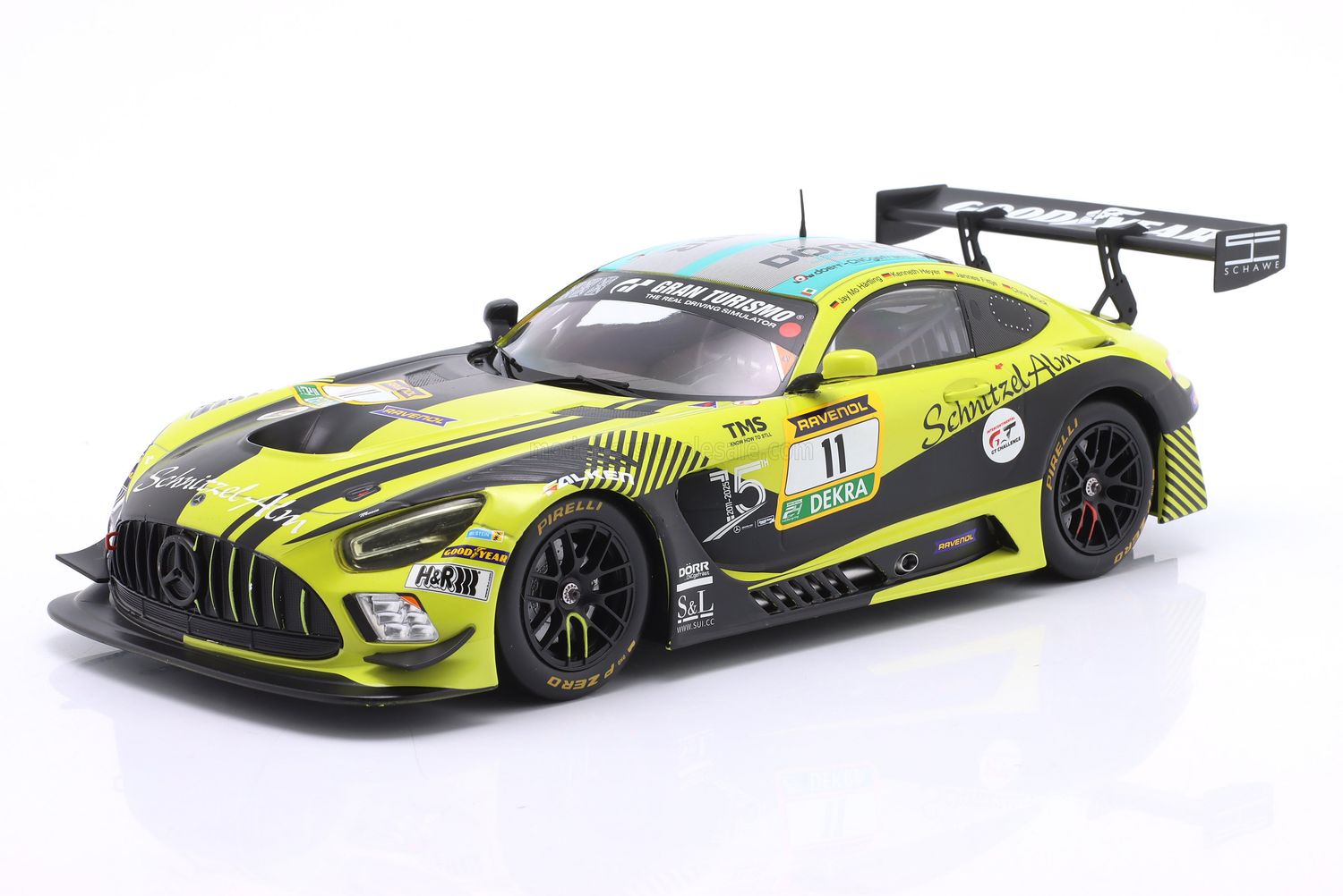 1:18 Ixo - Mercedes-Benz AMG GT3 Evo Team SR Motorsport by Schnitzelalm #11 24h Nürburgring 2025 K. Heyer - J. M. Hartling - J. Fittje - C. Bruck