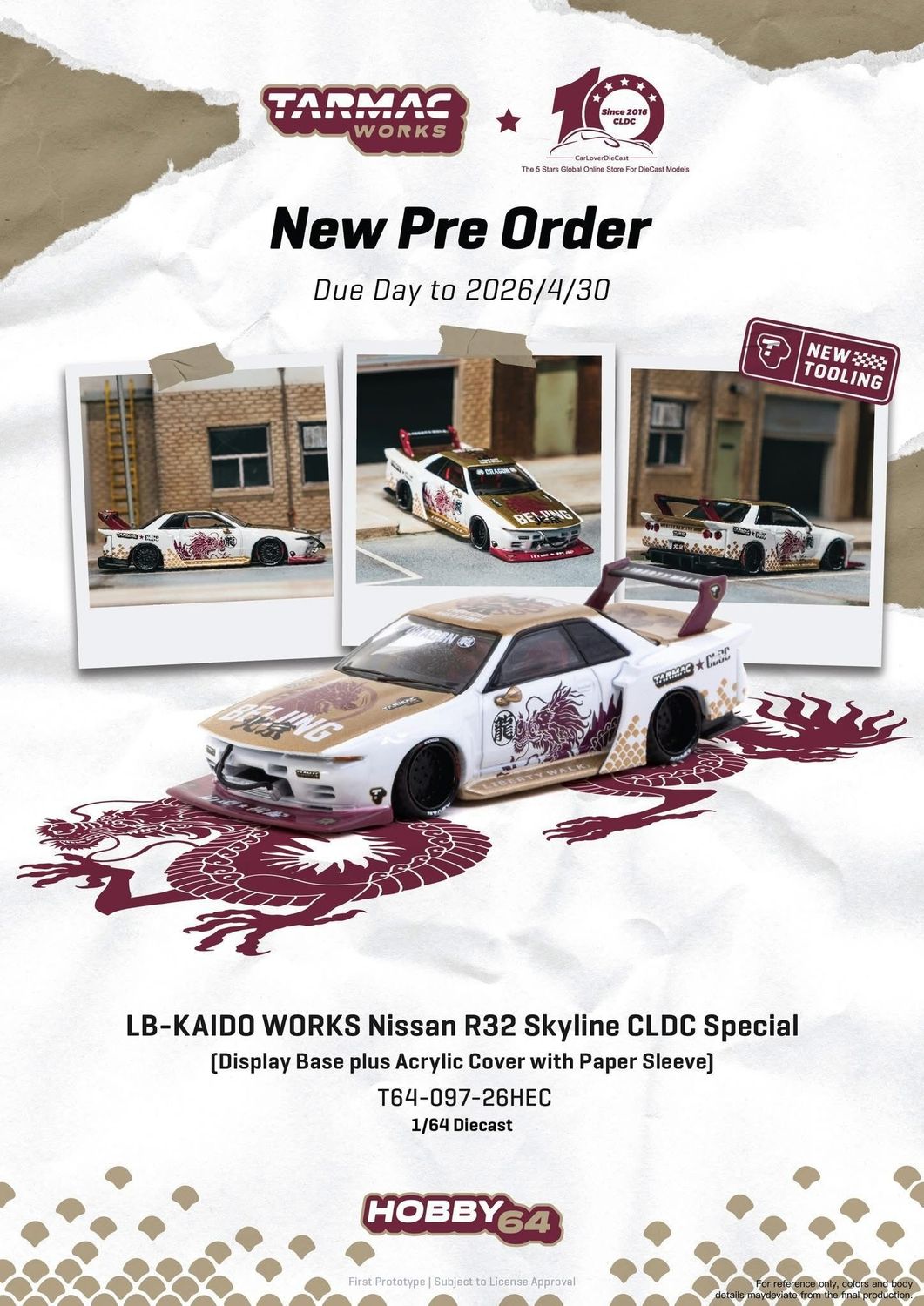 1:64 Tarmac - LB-KAIDO WORKS Nissan R32 Skyline CLDC Special *Hobby Expo China 2026*