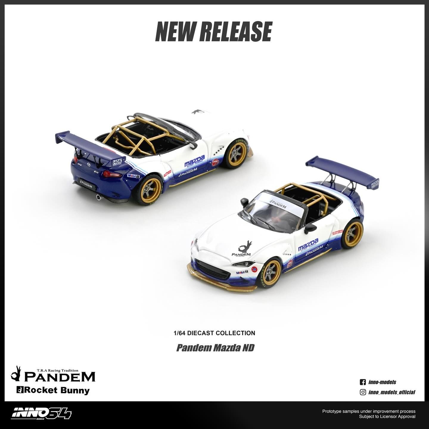 1:64 Inno64 - Mazda MX-5 (ND) Miata *Pandem Rocket Bunny* V1.0, white/blue