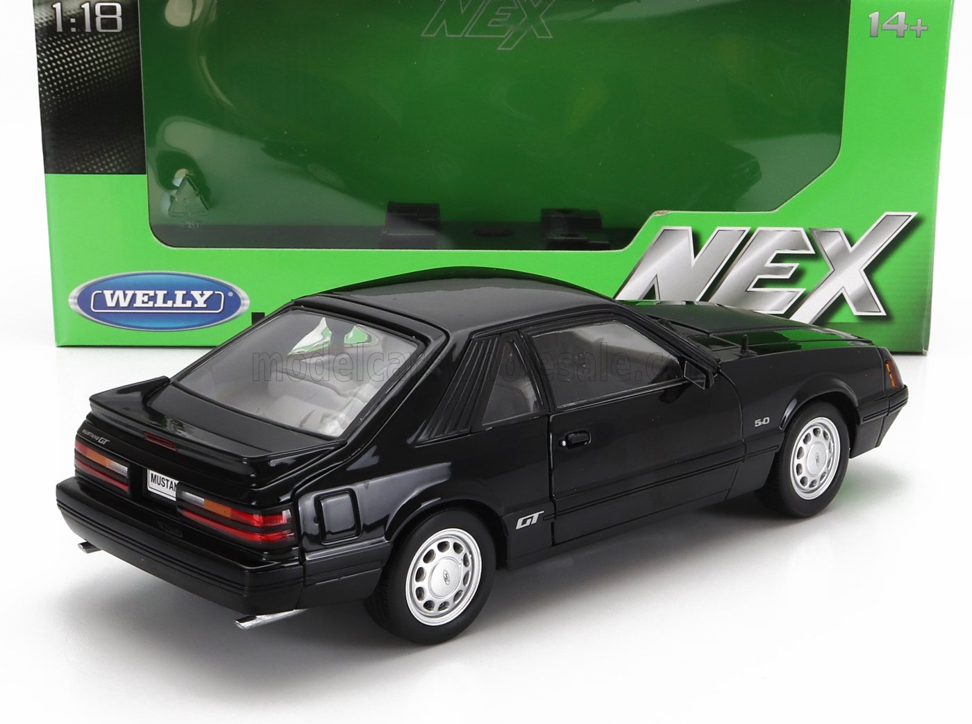 1:18 Welly - 1986 Ford Mustang GT 5.0 Coupe Black Silver