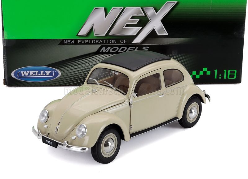1:18 Welly - 1950 Volkswagen Beetle Classic Closed Roof Ivory 1:18 Welly - 1950 Volkswagen Beetle Classic Closed Roof Ivory