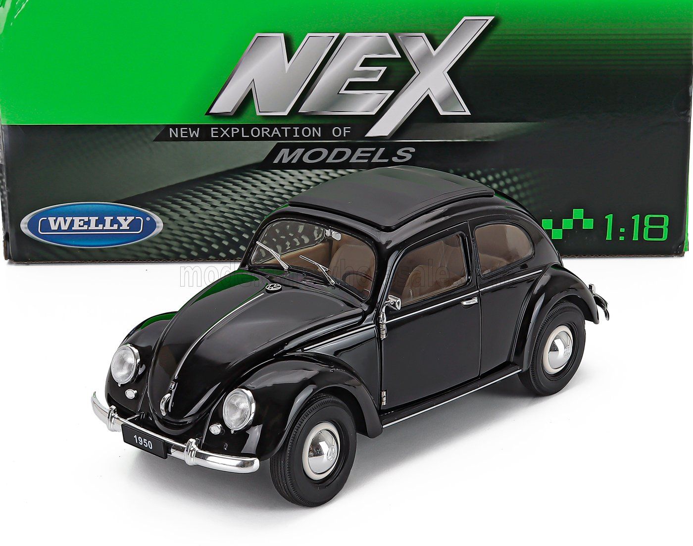 1:18 Welly - 1950 Volkswagen Beetle Classic Closed Roof Black