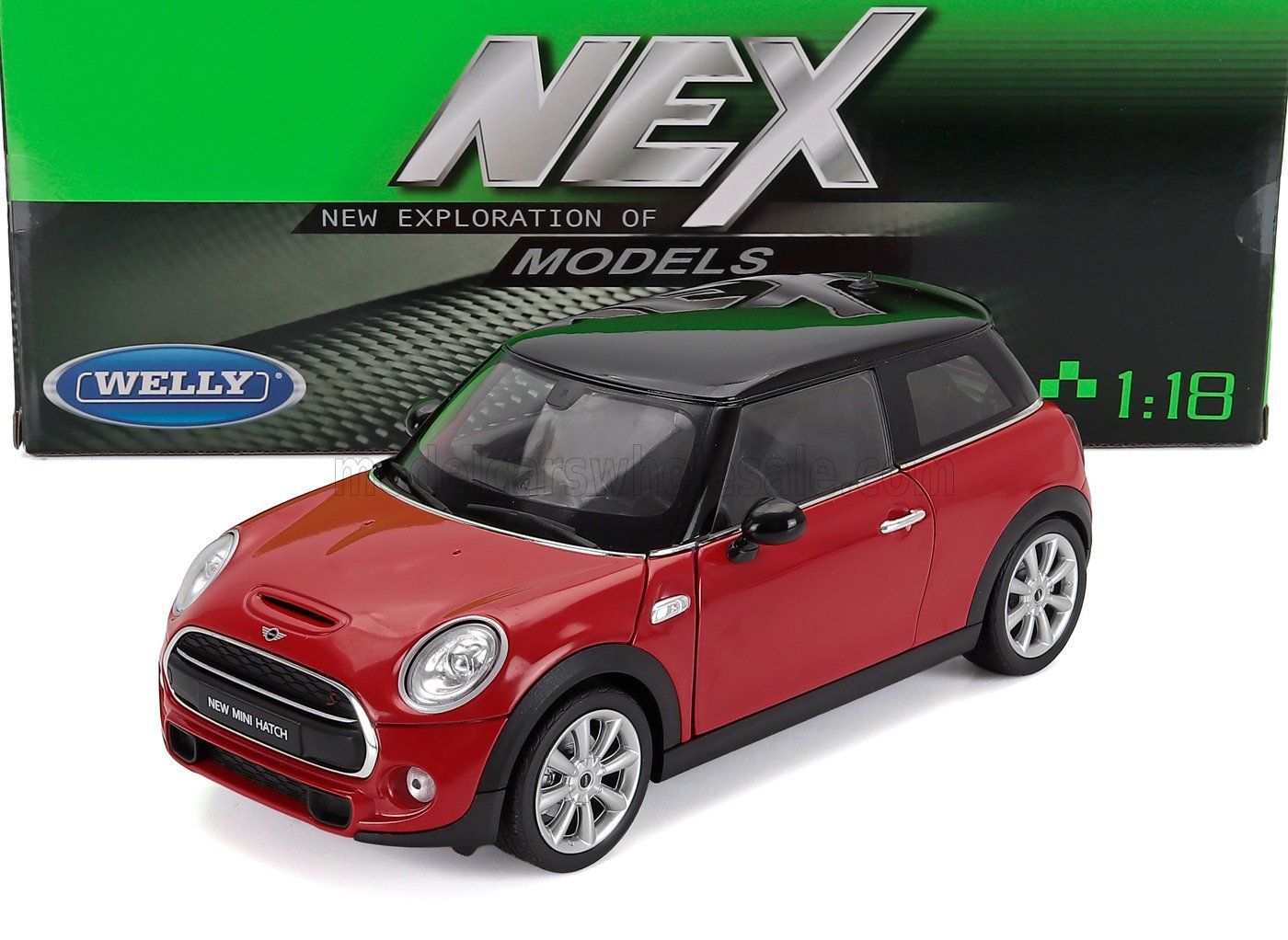1:18 Welly - 2015 Mini Cooper Hatch 2-Door Red Black