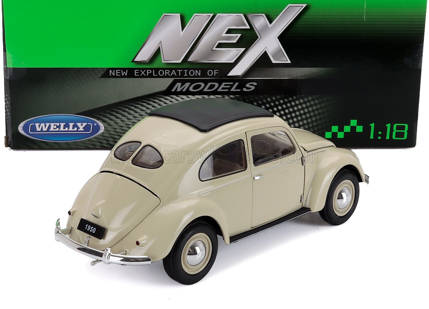 1:18 Welly - 1950 Volkswagen Beetle Classic Closed Roof Ivory
