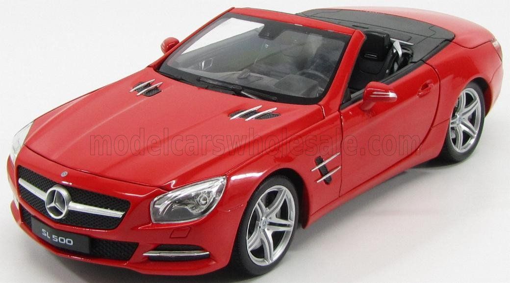 1:18 Welly - 2012 Mercedes-Benz SL-Class SL500 (R231) Spider Cabriolet Open Red