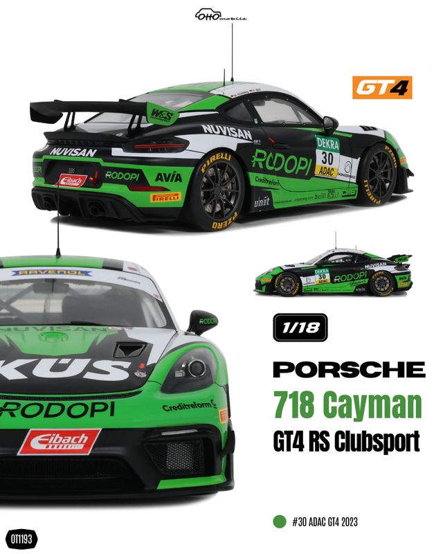 1:18 Otto Mobile - 2023 Porsche 718 Cayman GT4 RS #92 Clubsport ADAC #30 Racing 1:18 Otto Mobile - 2023 Porsche 718 Cayman GT4 RS #92 Clubsport ADAC #30 Racing